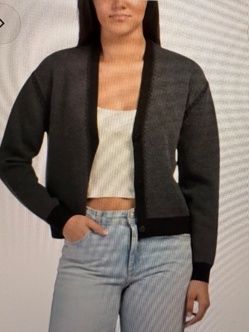 NWT Theory Pestle Melange/Black Morton Wool Blanket Stitch Cardigan